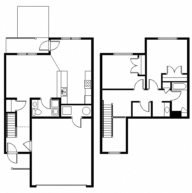 Floor plan for 2 beds, 1 bath, 723 sqft